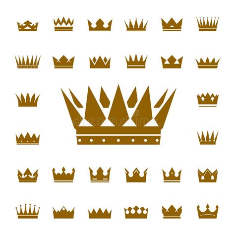 Set Of Golden Crowns Vector Icons Stock Illustration Illustration