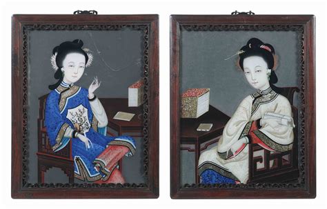 A Pair Of Chinese Reverse Glass Paintings 19th Century Christie S