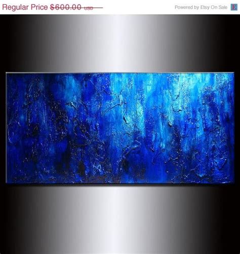 Original Modern Blue Acrylic Art On Canvas Thick Texture