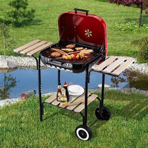 Outsunny 19 Steel Porcelain Portable Outdoor Charcoal Barbecue Grill