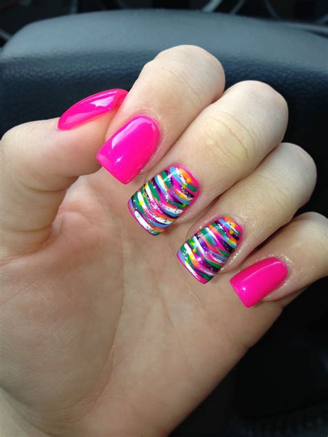 Pin By Mindy Snyder On My Nails Pink Summer Nails Hot Pink