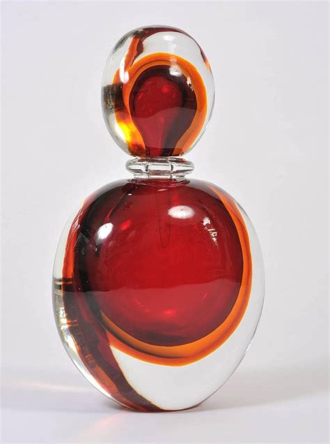 Large Red And Amber Italian Murano Perfume Bottle For Sale At 1stdibs