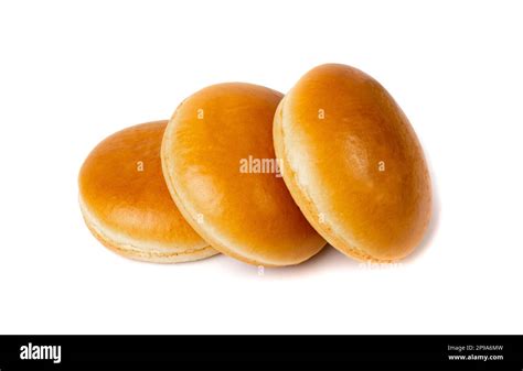 Burger Bun Isolated Hamburger Wheat Bread Empty Whole Burger Bun On White Background Side View