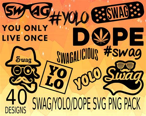 Swag Dope Yolo Svg Png Design Bundle Sticker Bundle Swag Etsy Uk
