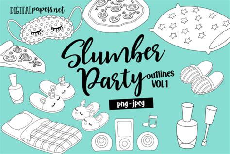 9 slumber party clipart designs and graphics