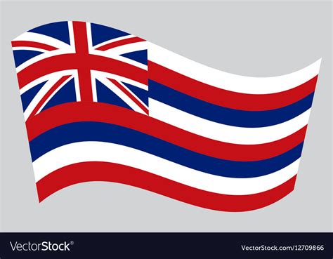 Flag Of Hawaii Waving On Gray Background Vector Image