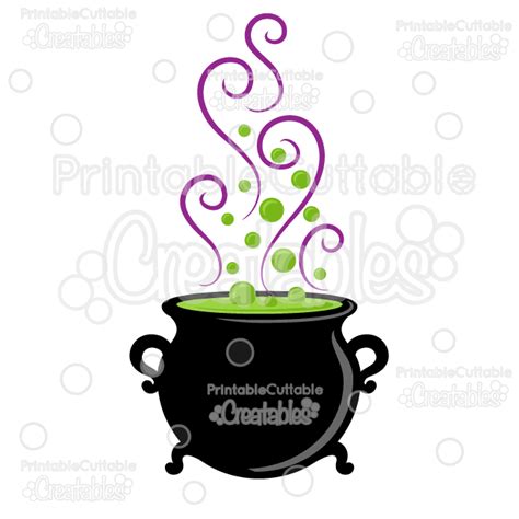Halloween Witch Cauldron SVG Cut File & Clipart