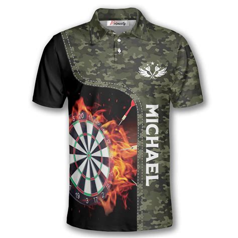 Camouflage Dart Board Fire Flame Custom Darts Shirts For Men Primesty