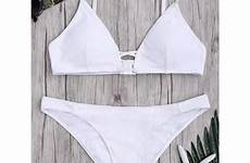 texture bikini swimwear mid spaghetti criss strap zaful waisted swimsuit solid cross color push