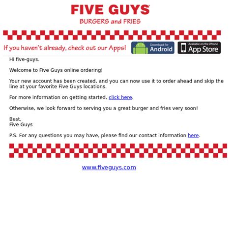 Five Guys Latest Emails Sales Deals