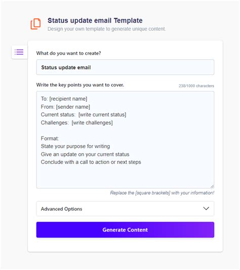 Status Update Email Template Ai Generator With Examples Wordkraft