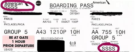 Boarding Pass SSSS Designation Packing Light Travel