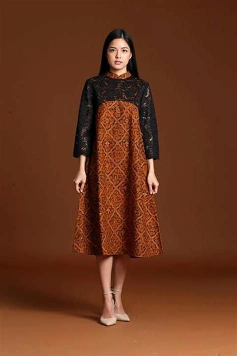 36 Inspirasi Dress Batik Kombinasi Konsep Modis