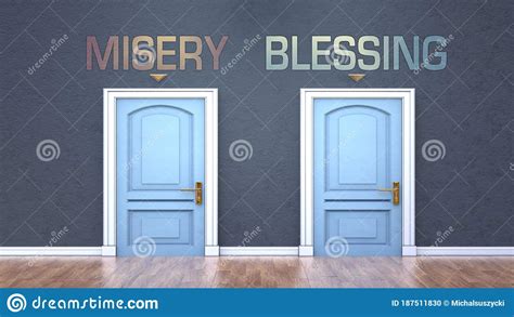 Misery And Blessing As Different Choices In Life Pictured As Words