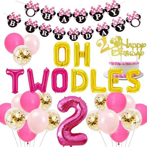 2nd Birthday Decorations Themed Of Minnie Mouse For Girls Oh Twodles