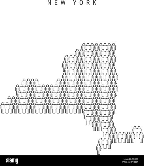 vector people map of new york us state stylized silhouette people crowd in the shape of a map