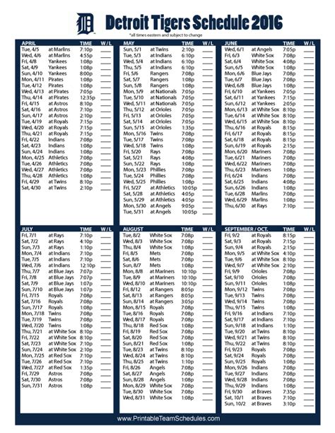 The information you requested is not available at this time, please check back again soon. Detroit Tigers 2016 MLB Baseball Schedule. Print Here ...
