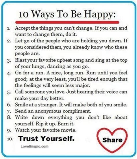 10 Ways To Be Happy Pictures Photos And Images For Facebook Tumblr