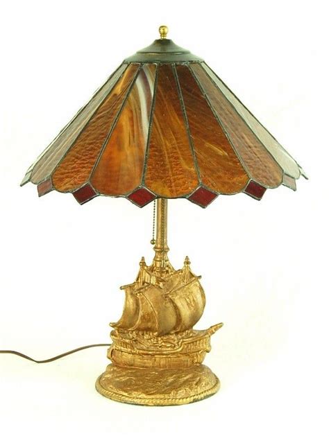 Ship Lamp With A Stained Glass Shade 1930 S Lamp Stained Glass