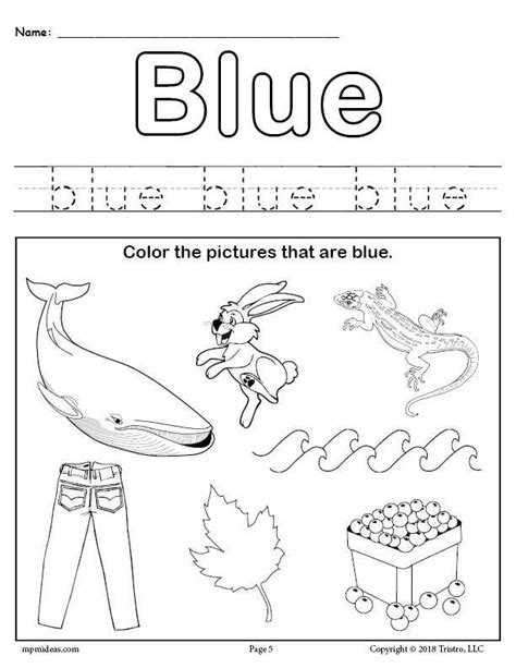Color Blue Worksheet Preschool