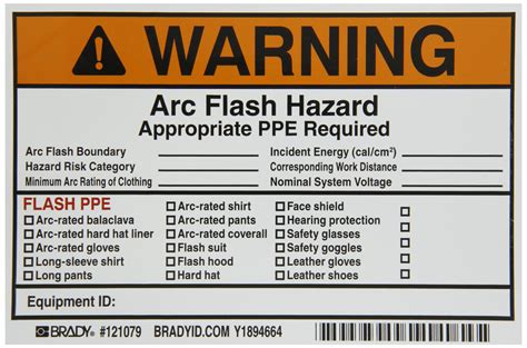 Buy Brady 121079 Vinyl Write On Arc Flash Labels Warning Black