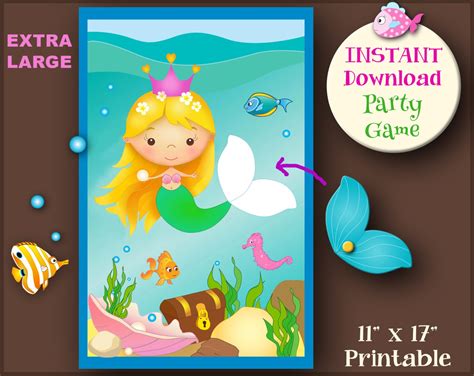 Pin The Tail On The Mermaid Printable Mermaid Game Instant