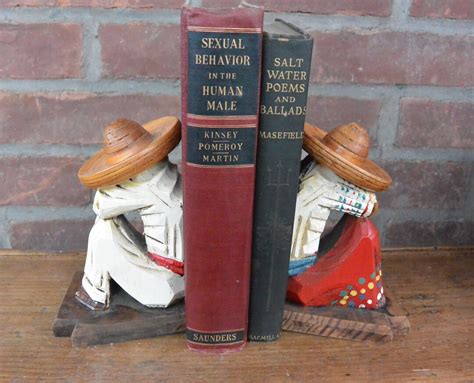 Vintage Carved Wood Mexican Siesta Bookends Etsy