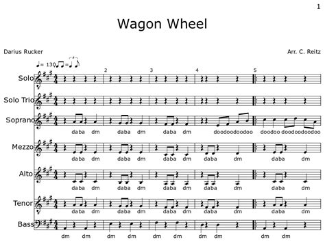 Wagon Wheel Sheet Music For Choir Tenor