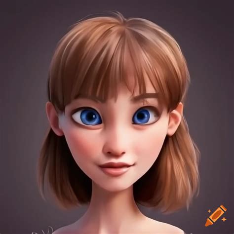 Animated Woman With Brown Hair And Blue Eyes On Craiyon