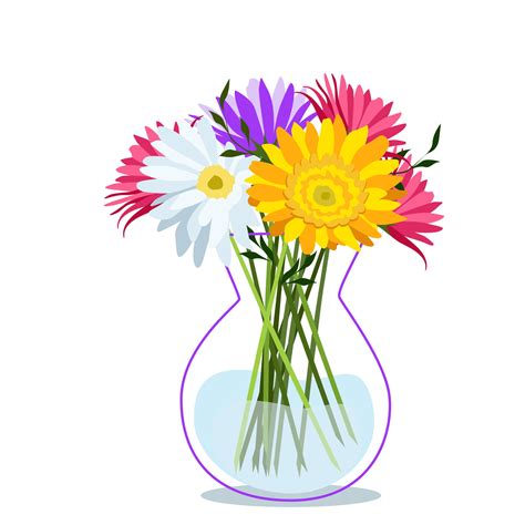 Beautiful Flowers In A Glass Vase 2203873 Vector Art At Vecteezy