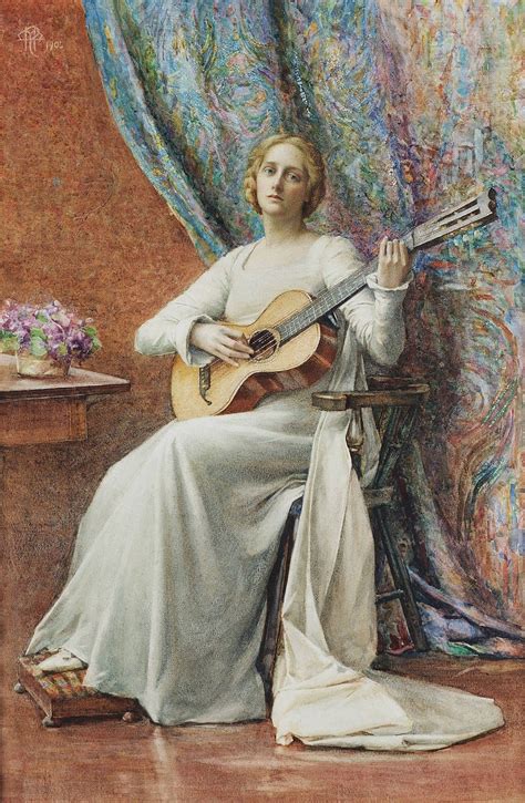 Henry Meynell Rheam 1859—1920 Pre Raphaelite Art Guitar Art