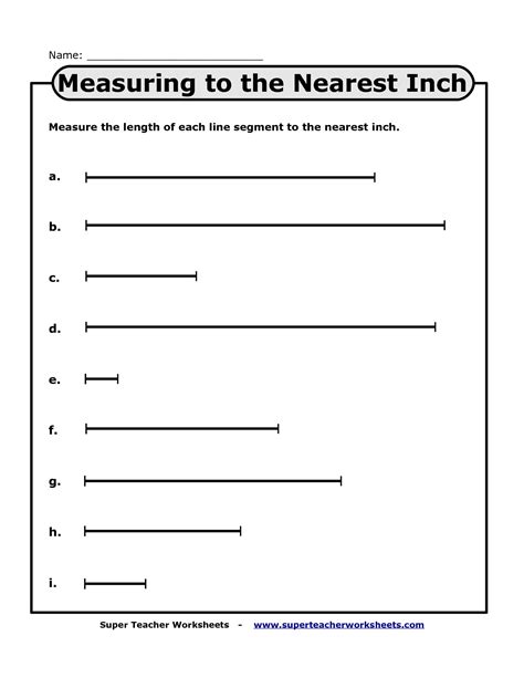 Measuring To The Nearest Inch Worksheet