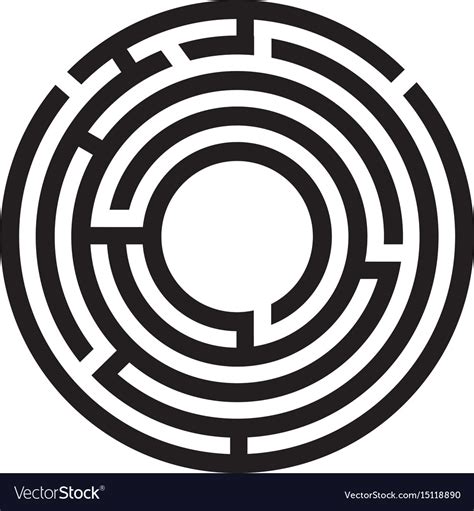 Circle Maze Symbol On White Background Round Vector Image