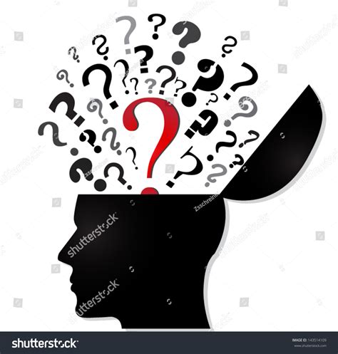 Human Head Open With Question Marks Red Question Vector Illustration