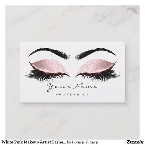 White Pink Makeup Artist Lashes Beauty Studio Appointment Card Pink