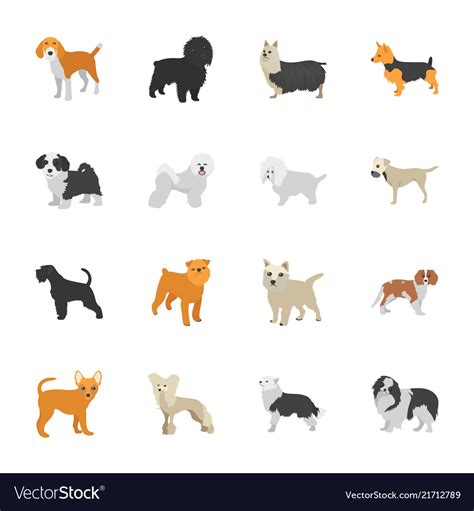 Dog Breeds Icons Royalty Free Vector Image Vectorstock