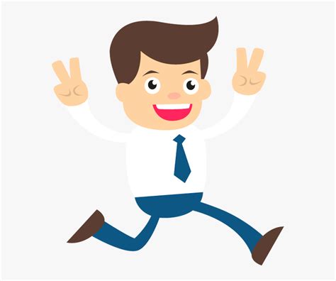 Happy Businessman Hands Raised Up Happy Man Cartoon Png Transparent