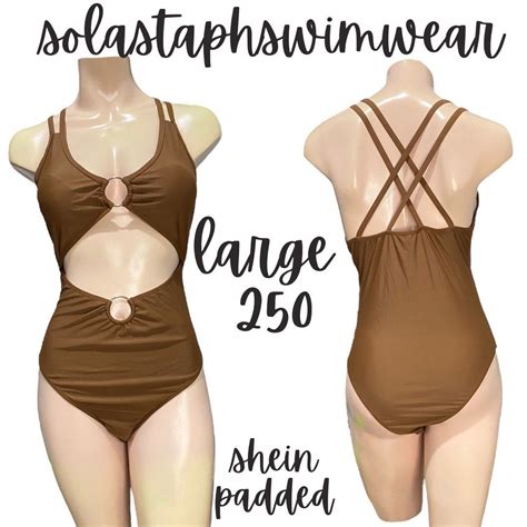 Shein Brown One Piece Swimsuit On Carousell