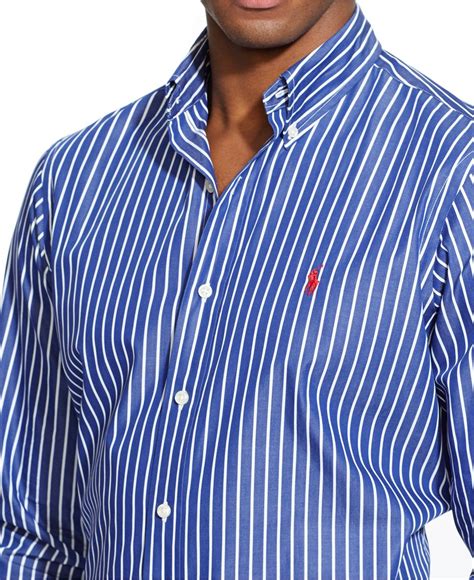 Polo Ralph Lauren Cotton Mens Mens Long Sleeve Striped Poplin Shirt