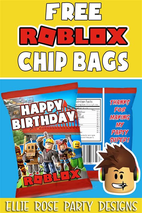 Free Roblox Chip Bag Party Favors For
