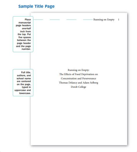 Purdue Owl Apa 7 Title Page Format Apa Format Paper Sample Reflection