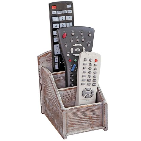 Myt Rustic Wood Remote Control Caddy 3 Slot Office