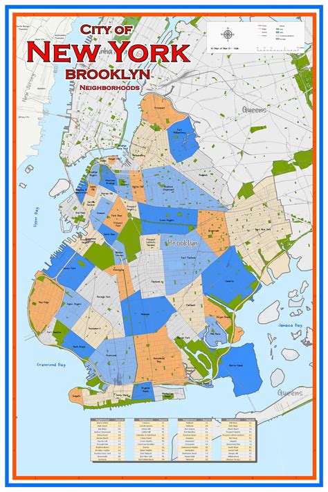 New York City Brooklyn Neighborhood Map Etsy