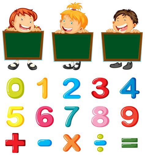 Children And Numbers And Signs 352650 Vector Art At Vecteezy