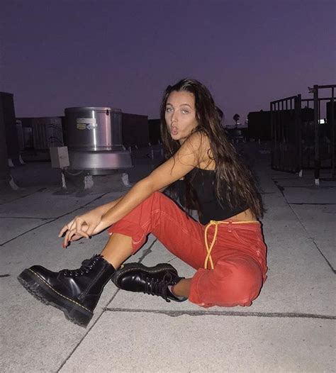 Emma Chamberlain Black And Red Outfit Inspo Black Combat Boots Fashion Emma Chamberlain Emma