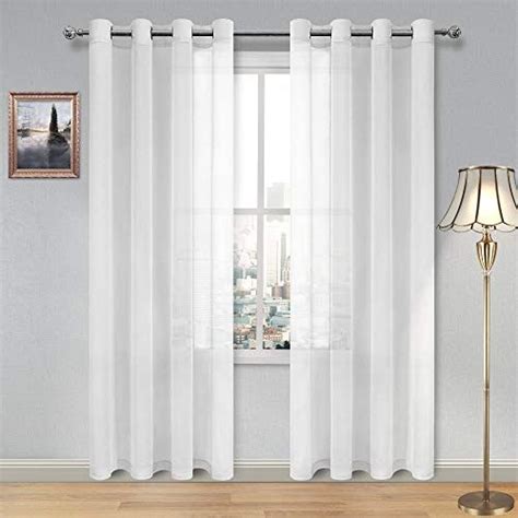 Matson solid color tailored cafe curtain (set of 2) by andover mills™. DWCN White Sheer Curtains Linen Look Semi Transparent ...