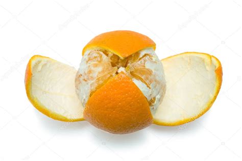 Slices Of Peeled Orange On White Background — Stock Photo © Uralsky