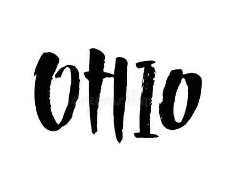 Ohio Hand Drawn Lettering Name Of Usa State Handwritten Inscription