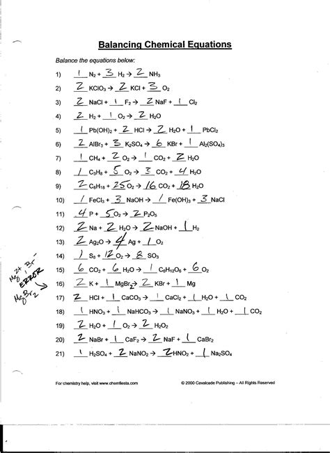Writing and balancing equations worksheet. Chapter 7 Worksheet 1 Balancing Chemical Equations Answers ...