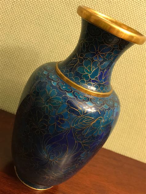Blue Cloisonné Vase Vintage Cloisonné Cobalt Blue And Gold Vase Asian